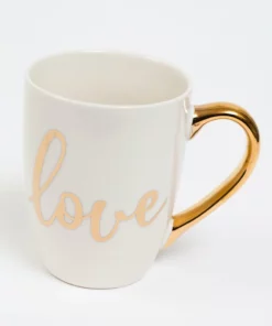 Inspire Me! Home Decor White Mug With Gold Handle (2 Styles) 12 Inspire Me! Home Decor White Mug With Gold Handle (2 Styles)
