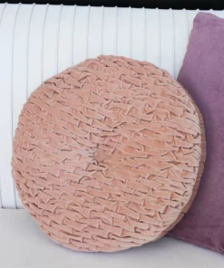 Inspire Me! Home Decor PILLOWS, RUGS, & THROWS Blush Woven Velvet Round Pillow