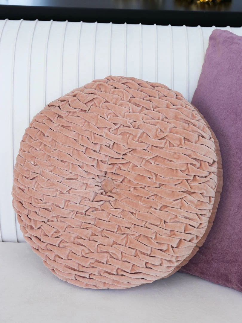 Inspire Me! Home Decor PILLOWS, RUGS, & THROWS Blush Woven Velvet Round Pillow 3 Inspire Me! Home Decor PILLOWS, RUGS, & THROWS Blush Woven Velvet Round Pillow