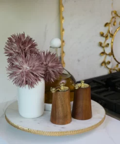 Inspire Me! Home Decor Modern Wood Salt And Pepper Mills With Gold Handles