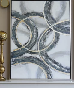 Inspire Me! Home Decor Abstract Teal And Gold- Circle Wall Art