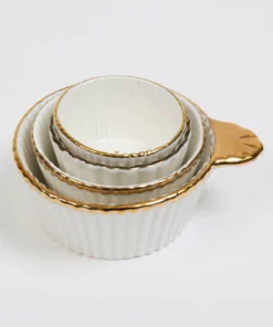 Inspire Me! Home Decor 4 Piece White With Gold Trim Measuring Cups