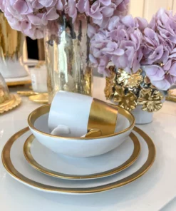 Inspire Me! Home Decor Gold And White 4 Piece Place Setting