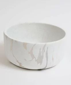Inspire Me! Home Decor White Marble Design Bowl/Vase (2 Sizes)