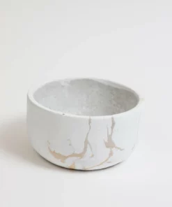 Inspire Me! Home Decor White Marble Design Bowl/Vase (2 Sizes)