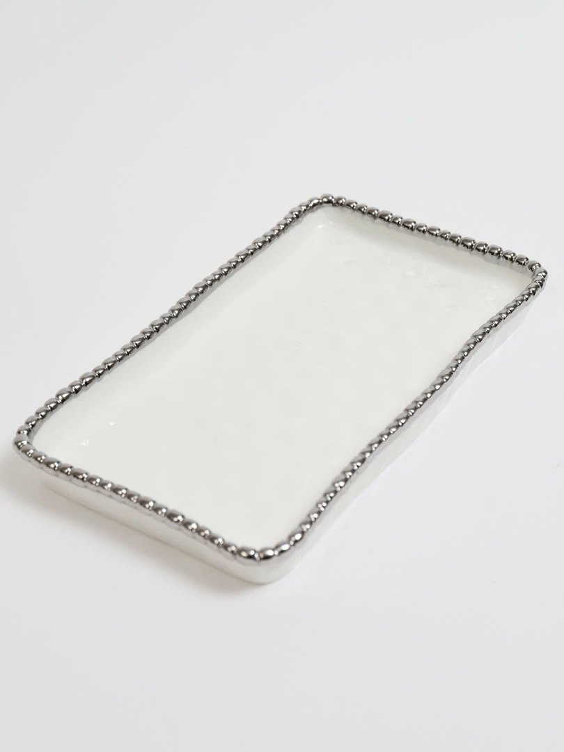 Inspire Me! Home Decor White & Silver Beaded Vanity Collection (3 Items) Each Sold Indiviually 8 Inspire Me! Home Decor White & Silver Beaded Vanity Collection (3 Items) Each Sold Indiviually