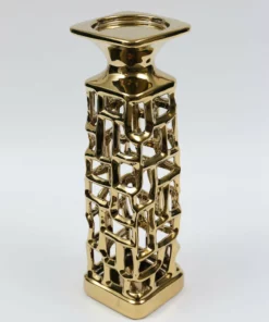 Inspire Me! Home Decor Gold Candle Holder With Dimensional Cut Out Design (2 Sizes)