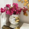 Inspire Me! Home Decor White And Gold Textured Ceramic Vase