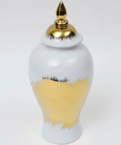 Inspire Me! Home Decor White And Gold Ginger Jar (3 Sizes)