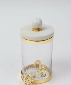 Inspire Me! Home Decor Glass Canister With Gold Detail And Marble Lid (3 Sizes)