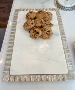 Inspire Me! Home Decor Gold Large Rectangle Marble Tray With Ripple Edge (2 Colors)