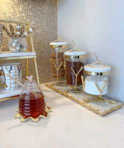 Inspire Me! Home Decor Marble Metallic Edged Rectangle Tray (2 Colors)