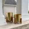 Inspire Me! Home Decor Gold Planters On Wood Stand (2 Sizes)