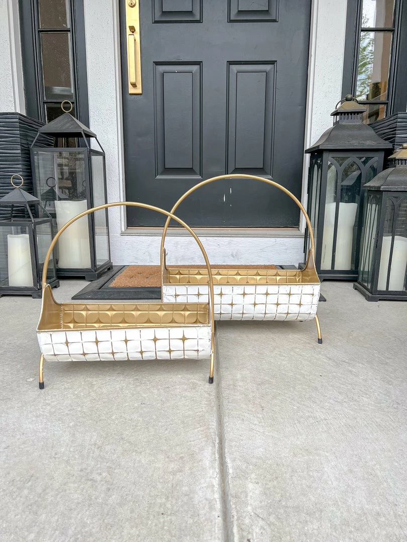 Inspire Me! Home Decor Indoor/Outdoor Gold And White Planters (2 Sizes) 3 Inspire Me! Home Decor Indoor/Outdoor Gold And White Planters (2 Sizes)