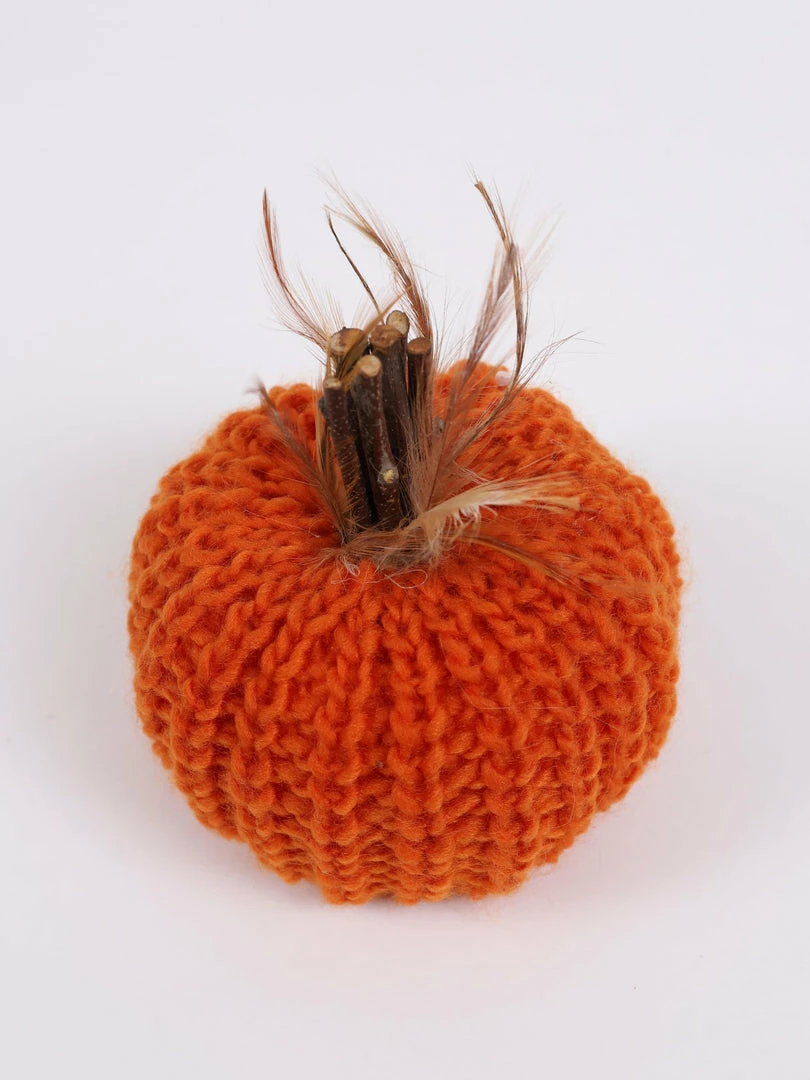 Inspire Me! Home Decor SEASONAL Orange Crochet Pumpkin With Feathers And Wood Stem 4 Inspire Me! Home Decor SEASONAL Orange Crochet Pumpkin With Feathers And Wood Stem