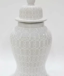 Inspire Me! Home Decor Oversized White Patterned Ginger Jar