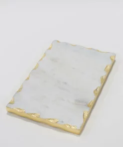 Inspire Me! Home Decor Small Marble Metallic Edged Tray
