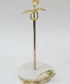 Inspire Me! Home Decor Gold Leaf Paper Towel Holder With Marble Base