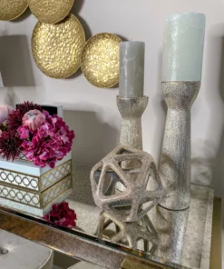 Inspire Me! Home Decor Set Of 2 Ceramic Beaded Candle Holders (2 Colors)