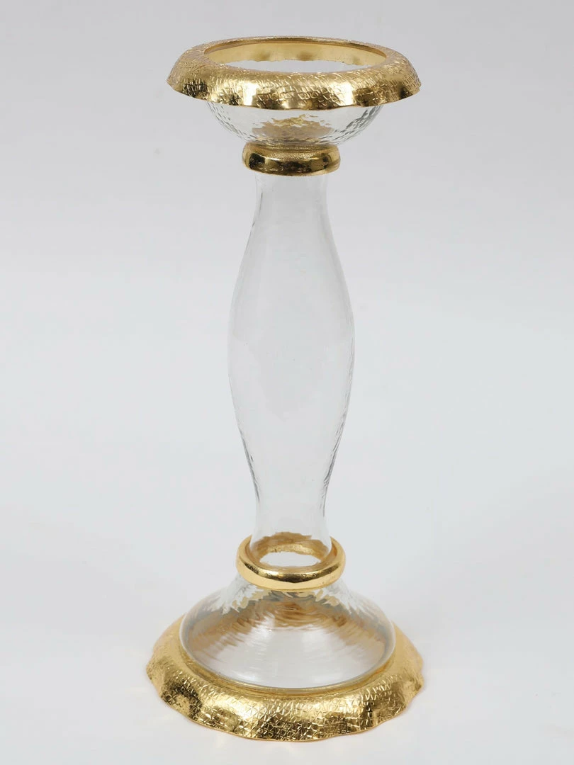 Inspire Me! Home Decor Glass Candle Holders With Gold Ruffle Detail (2 Sizes) 12 Inspire Me! Home Decor Glass Candle Holders With Gold Ruffle Detail (2 Sizes)