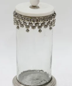 Inspire Me! Home Decor Silver Beaded Canisters W/ Marble Lid (3 Sizes) 8 Inspire Me! Home Decor Silver Beaded Canisters W/ Marble Lid (3 Sizes)