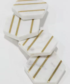 Inspire Me! Home Decor Marble Hexagon Coasters With Gold Inlay (Set Of 4)