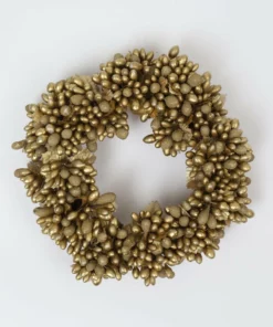 Inspire Me! Home Decor Gold Beaded Candle Wreath
