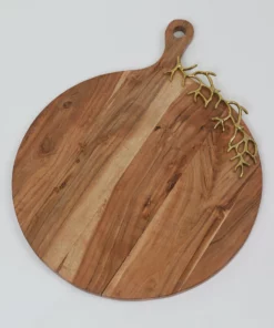 Inspire Me! Home Decor Round Wood Charcuterie Board With Textured Design And Handle " From Pops Of Color Home Collection"