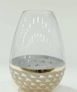 Inspire Me! Home Decor Clear Glass Vase With Champagne Gold Patterned Base