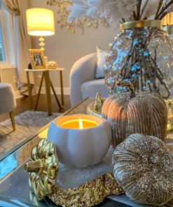 Inspire Me! Home Decor White Pumpkin Candle With Gold Top (2 Sizes)