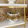 Inspire Me! Home Decor White Ceramic Spoon Holder/Vase With Gold Petal Design