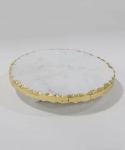 Inspire Me! Home Decor Marble Trivet With Textured Gold Edge