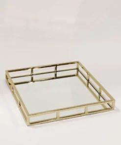 Inspire Me! Home Decor Large Gold Square Mirror Glass Tray 7 Inspire Me! Home Decor Large Gold Square Mirror Glass Tray
