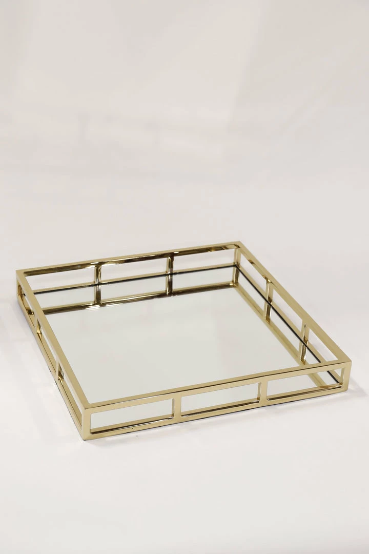 Inspire Me! Home Decor Large Gold Square Mirror Glass Tray 5 Inspire Me! Home Decor Large Gold Square Mirror Glass Tray