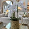 Inspire Me! Home Decor White Orchid In Gold Detailed Pot