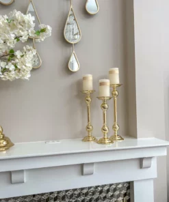 Inspire Me! Home Decor Gold Bead Detailed Candleholder (3 Sizes)