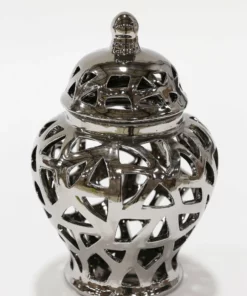 Inspire Me! Home Decor Silver Extra Mini Cut-Out Ginger Jar