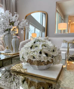 Inspire Me! Home Decor White And Gold Scalloped Bowl