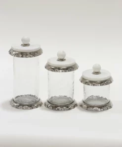Inspire Me! Home Decor Marble & Silver Hammered Canisters