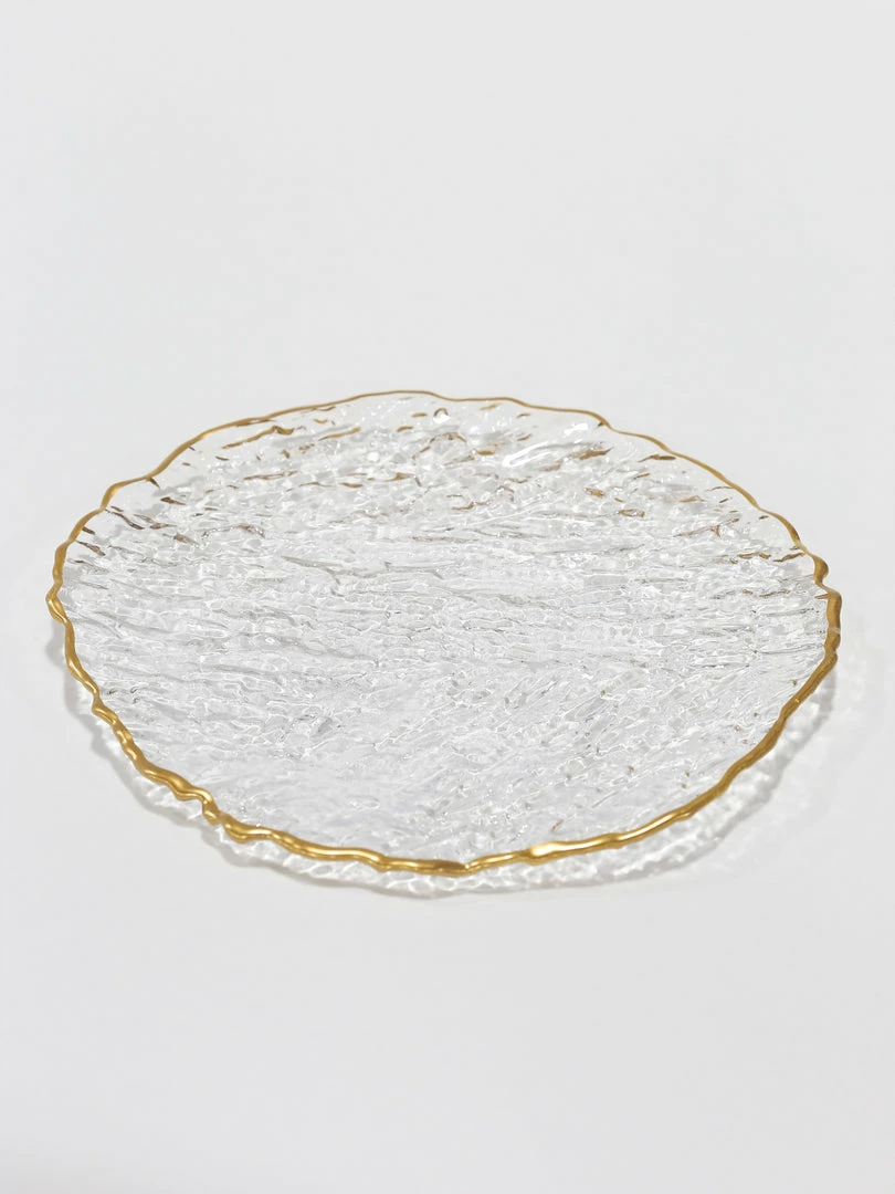 Inspire Me! Home Decor Glass Textured Dessert Plate With Gold Trim 3 Inspire Me! Home Decor Glass Textured Dessert Plate With Gold Trim