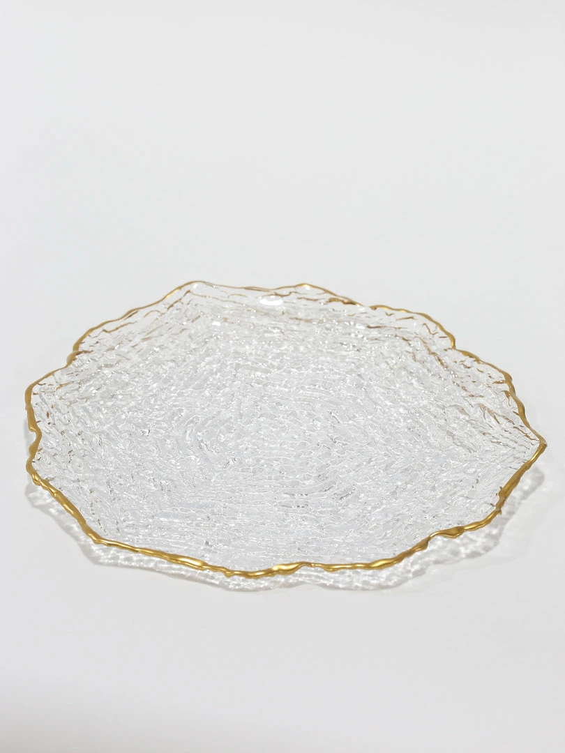 Inspire Me! Home Decor Glass Textured Dinner Plate With Gold Trim 3 Inspire Me! Home Decor Glass Textured Dinner Plate With Gold Trim