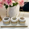 Inspire Me! Home Decor White Marble Condiment Tray With 3 Bowls & Golden Spoons