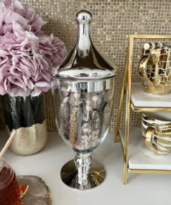 Inspire Me! Home Decor Gold Clear Glass Apothecary Jar W/ Lid (2 Colors)