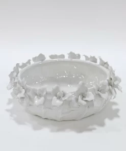 Inspire Me! Home Decor White Floral Ceramic Bowl