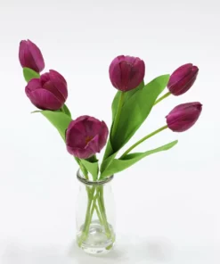 Inspire Me! Home Decor Real Touch Tulip Arrangement In Glass Vase (2 Colors)
