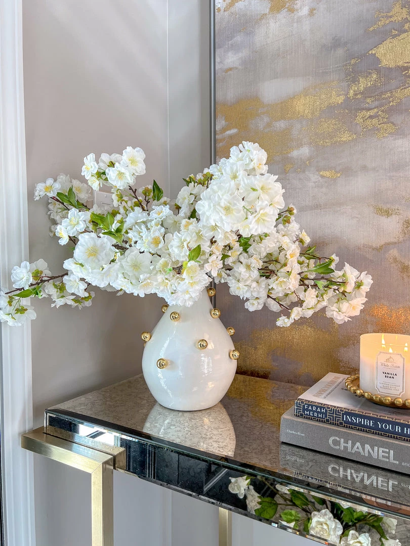 Inspire Me! Home Decor White & Gold Studded Metal Vases (2 Sizes) 6 Inspire Me! Home Decor White & Gold Studded Metal Vases (2 Sizes)