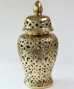 Inspire Me! Home Decor Ginger Jars Gold Beaded Ginger Jar (2 Sizes)