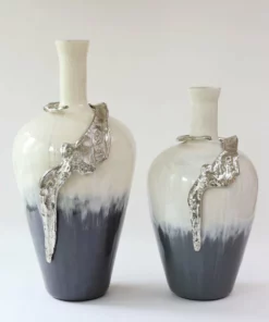 Inspire Me! Home Decor Large Glass Vase W/ Silver Metal Decor (2 Sizes)