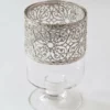 Inspire Me! Home Decor Glass Stem Vase W/ Ornate Silver Metal Rim