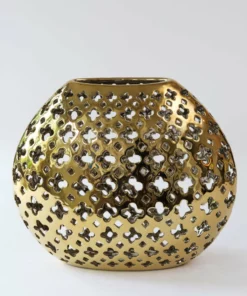 Inspire Me! Home Decor Wide Cut-Out Gold Vase